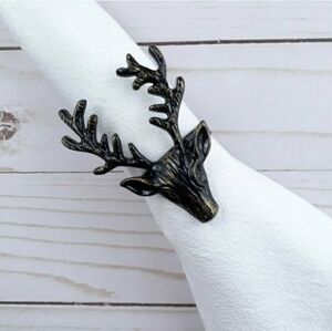 Napkin Rings Metal Stag Deer Buck Bronze Color Set of 4